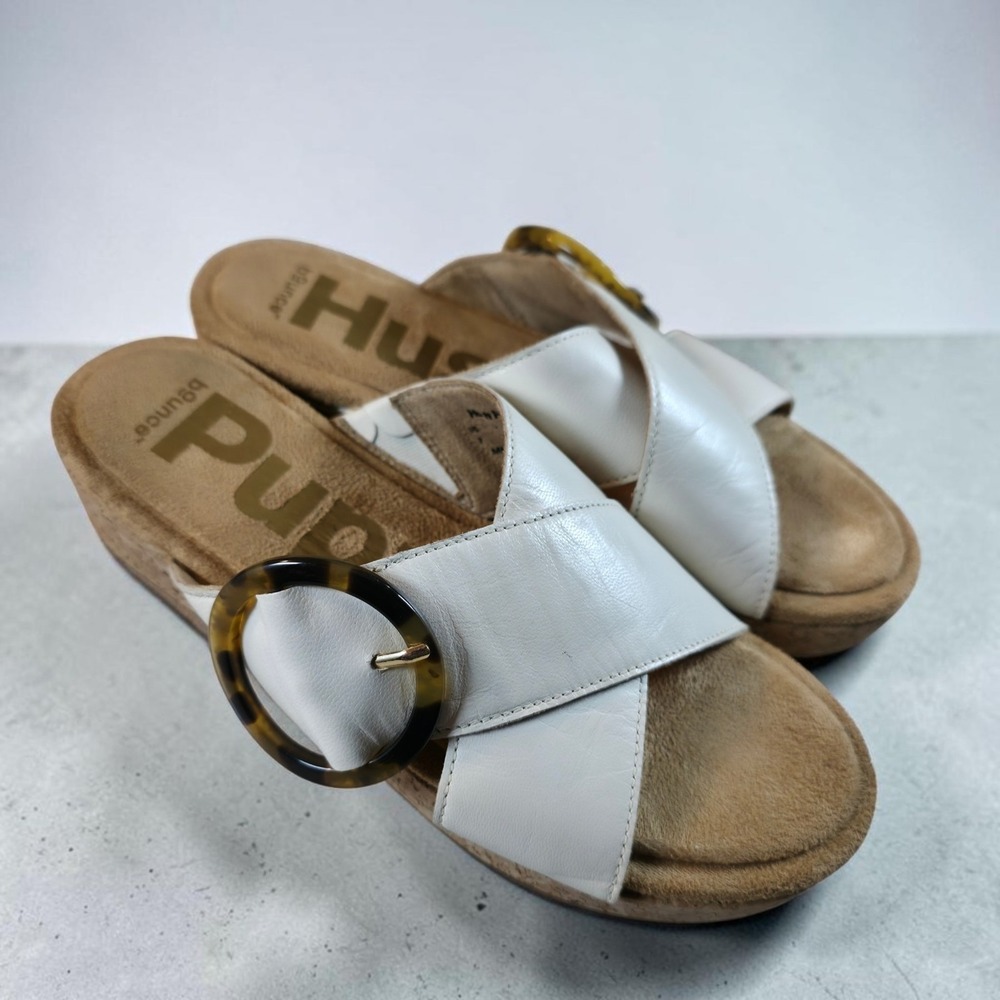 Hush Puppies Womens June Platform Slip On Sandals Slides Boho Size 7 White